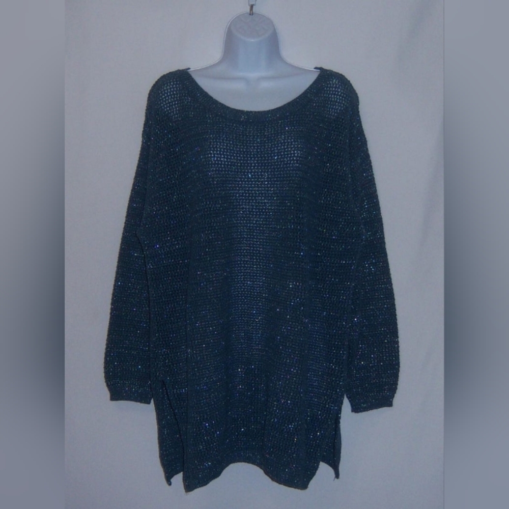 Apt. 9 Navy Sparkle Scoop-Neck Sweater